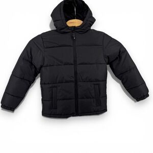 Kids Swiss Tech Puffer Jacket Black Hooded Winter Size L 10 12